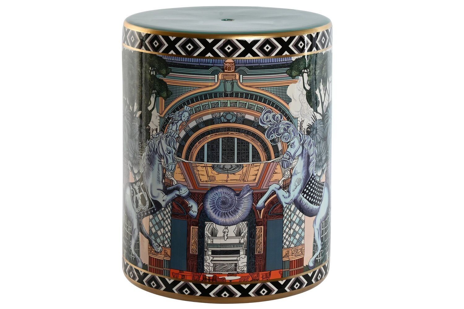 TAVOLO AUSILIARIO IN PORCELLANA 34X34X42,5 MULTICOLORE MB209777