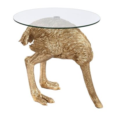 RESIN GLASS AUXILIARY TABLE 60X60X62 OSTRICH MB208565