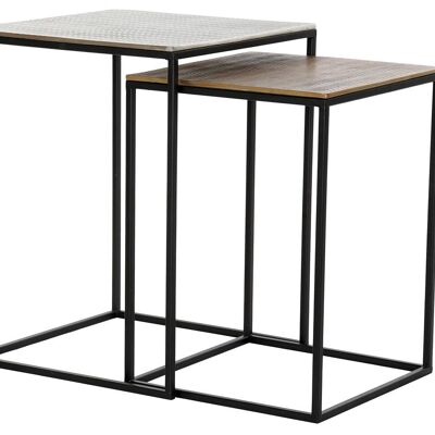 SIDE TABLE SET 2 ALUMINUM 41X41X55 SILVER MB183320
