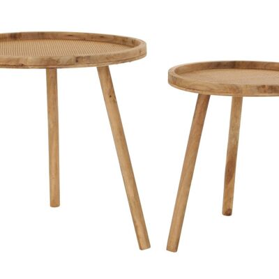 TABLE AUXILIAIRE SET 2 BOIS 50X50X50 NATUREL MB189077