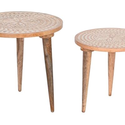TABLE D'APPOINT SET 2 BOIS MANGUIER 45,5X45,5X46 MB208477