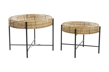 TABLE D'APPOINT SET 2 BAMBOU MÉTAL 64X64X51 NATUREL MB203058 1