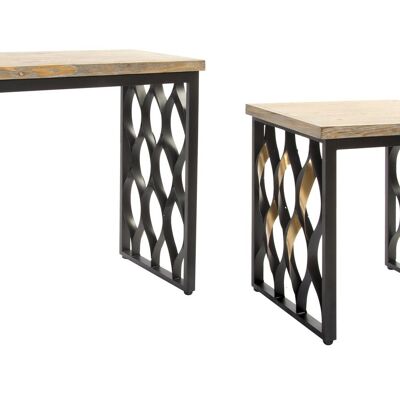 TAVOLINO SET 2 LEGNO 64X34X65 INDUSTRIALE MB212671