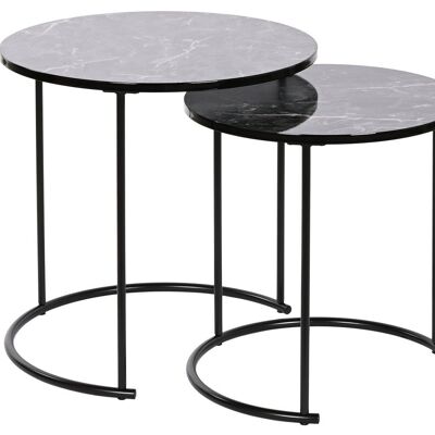 TABLE AUXILIAIRE SET 2 MDF 42X42X44 SIMIL MARBRE MB208395