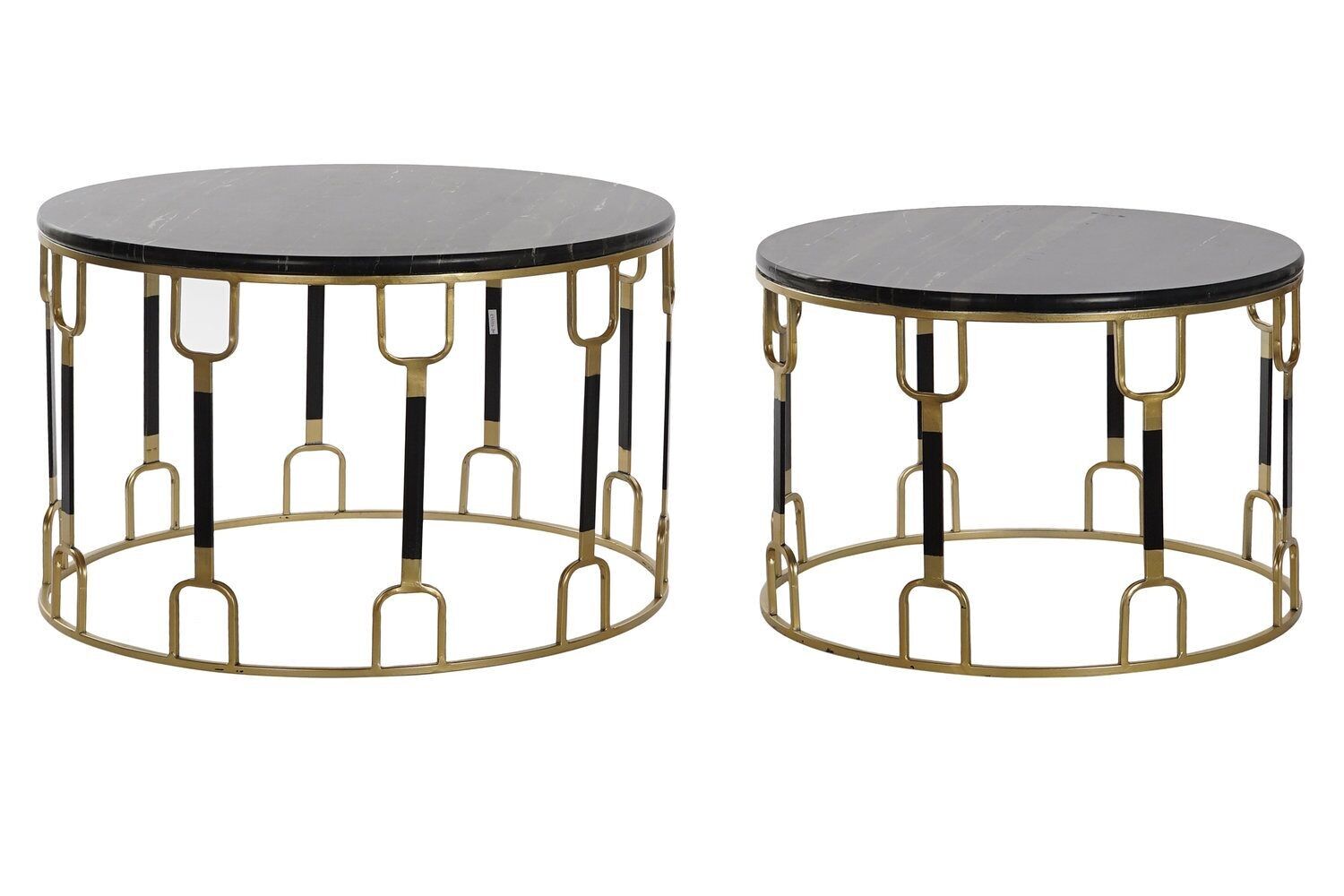 SET TAVOLA AUSILIARIA 2 METALLO MARMO 67X67X42 NERO MB211067