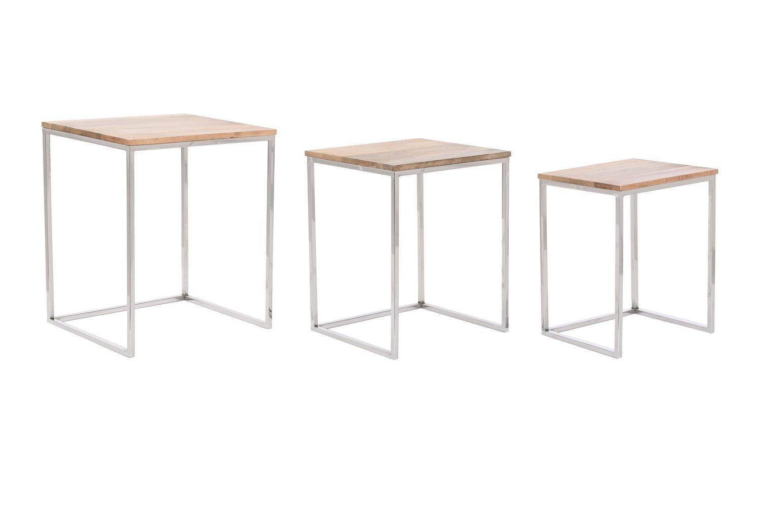 SET TAVOLI AUSILIARI 3 ACACIA ACCIAIO 46X41,5X55,5 MB208606