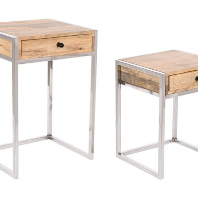 TABLE AUXILIAIRE SET 2 MANGO 45,5X41X66,5 AVEC TIROIR MB208605