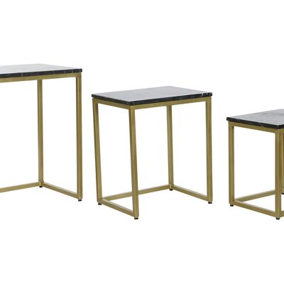 TABLE D'APPOINT SET 3 MARBRE FER 50X35X60 NOIR MB207596