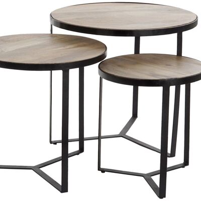 TABLE D'APPOINT SET 3 MÉTAL MANGUE 60X60X55 NATUREL MB177294