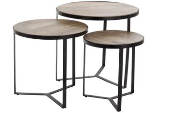 TABLE D'APPOINT SET 3 MÉTAL MANGUE 60X60X55 NATUREL MB177294 1