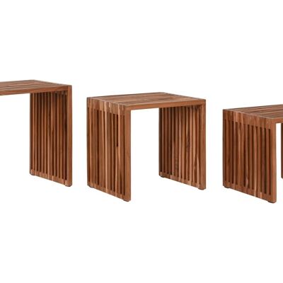 AUXILIARY TABLE SET 3 TEAK 40X40X40 13.00 NATURAL MB211303