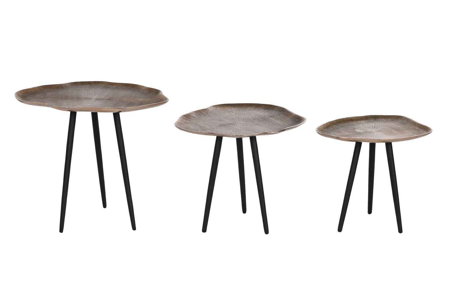 TAVOLINO AUSILIARIO SET 3 ALLUMINIO 52X39X45 PATINATO MB208505