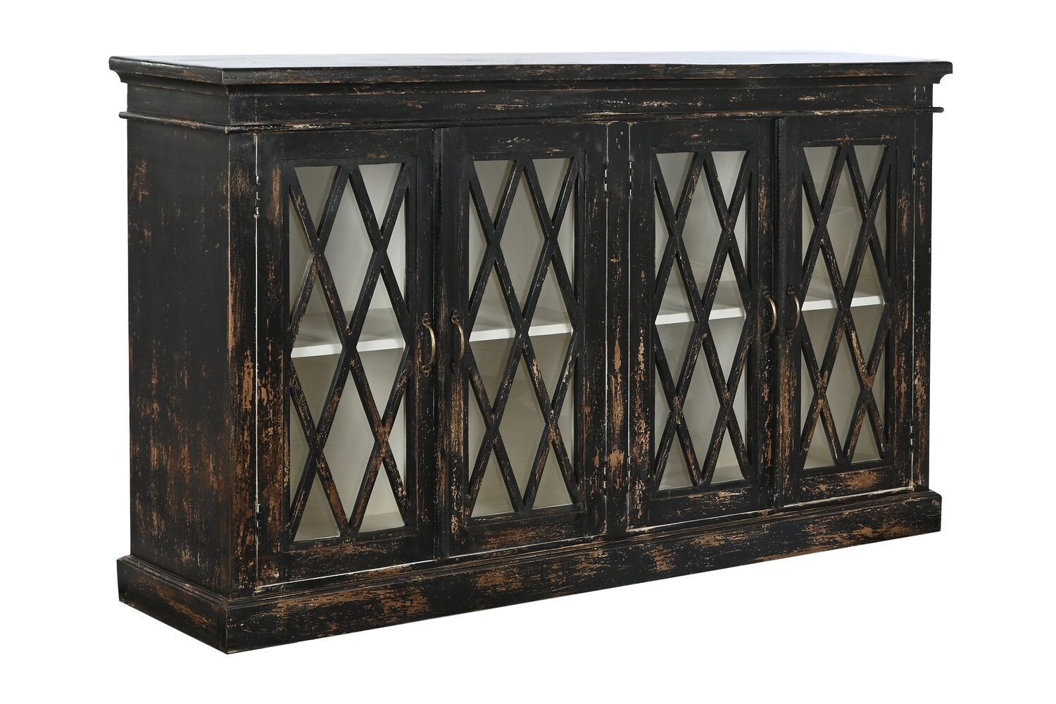 WOOD GLASS DISPLAY CABINET 170X40X183 AGED BLACK MB208652