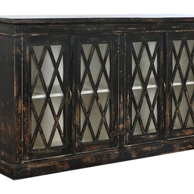 VITRINE EN BOIS VERRE 170X40X183 NOIR VIEILLI MB208652