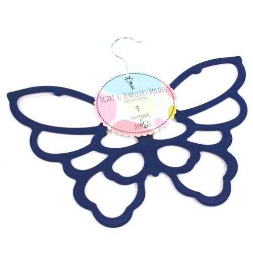 Scarf Hanger - Navy Blue Butterfly