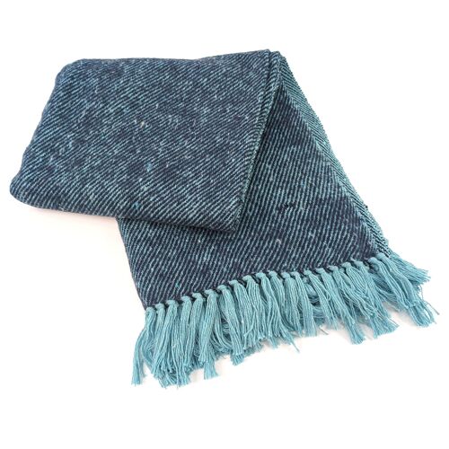 Fair Trade Recycled Cotton Throw (130x180cm) - Midnight Mint