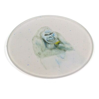 S-4 Round Glass Coasters - Gorilla (British Artists Design - Endangered Range)