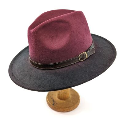 Two Tone Fedora Hat - Maroon/Black