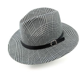 Chapeau Fedora à carreaux - Monochrome