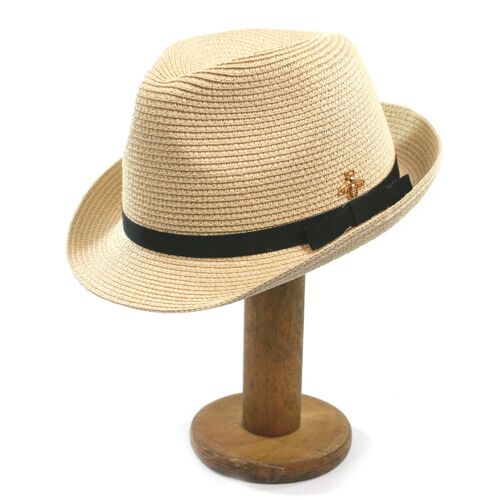 Trilby Style with Bee Detail Foldable Hat (with Bag)