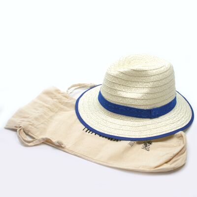 Cappello Panama Pieghevole per Bambini - Blu (con Borsa)