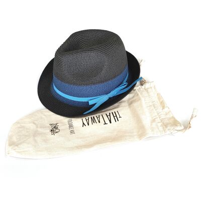 Sombrero plegable con detalle de cinta Trilby - Azul oscuro