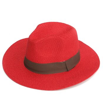Chapeau Pliant Panama Rouge
