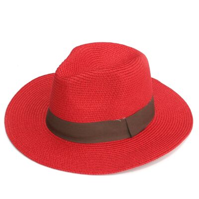 Red Panama Folding Hat