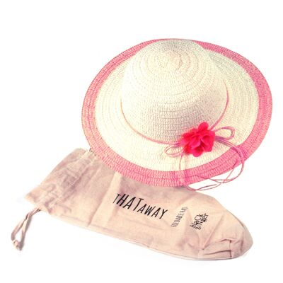 Pink Childrens Multicoloured Flower Foldable Hat