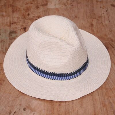 Cappello pieghevole Panama per bambini con fascia blu
