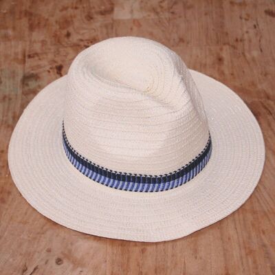 Childrens Panama Foldable Hat with Blue Band