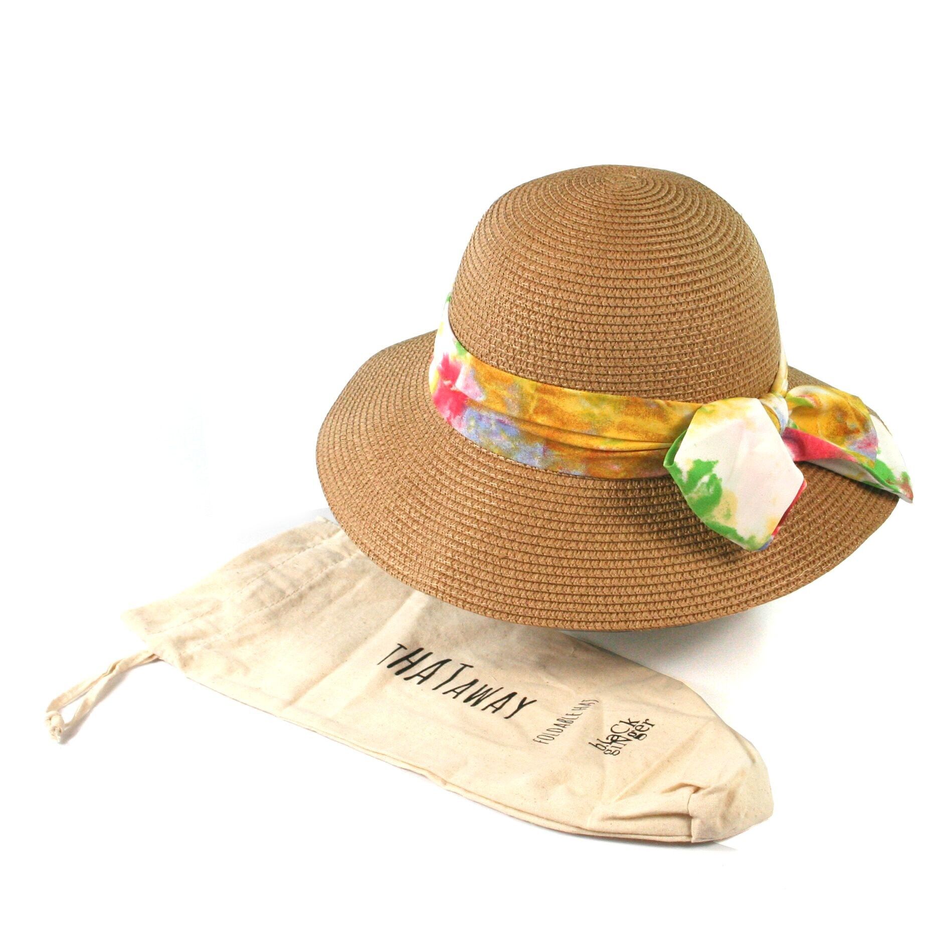 Cappello con fiocco naturale con nastro multicolore