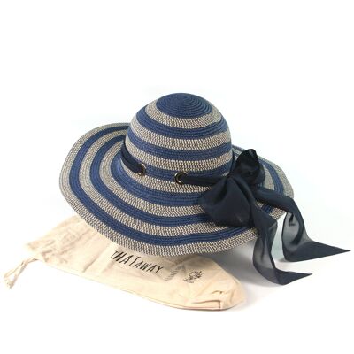 Sombrero plegable con cinta multidireccional de rayas azules