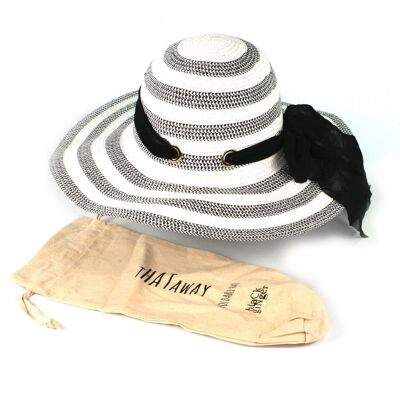 Sombrero plegable con cinta multidireccional de rayas monocromáticas