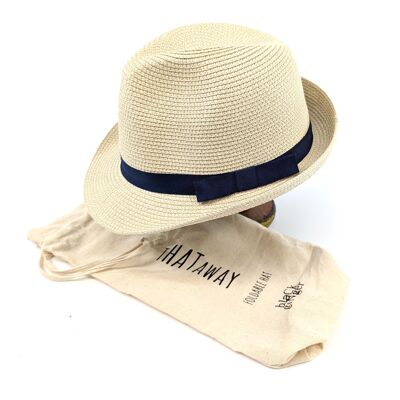 Sombrero para el sol estilo Trilby con banda azul (59 cm)