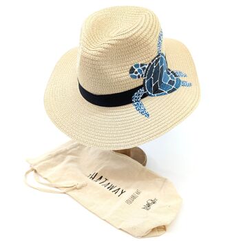 Chapeau de Soleil Pliable Style Panama Imprimé Tortue (57cm)