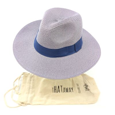 Chapeau de Soleil de Voyage Style Panama Pliable - Violet Lavande (57cm)