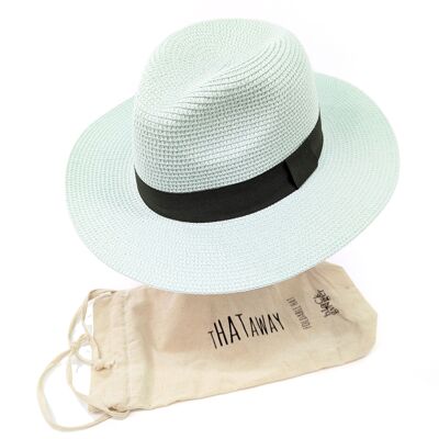Sombrero plegable de viaje estilo Panamá - Verde menta (57 cm)