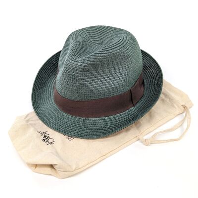 Sombrero de viaje estilo Trilby plegable - verde azulado (57 cm)