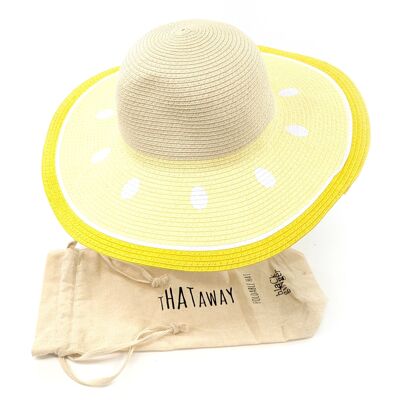 Sombrero para el sol plegable de ala ancha - Amarillo limón (57cm)
