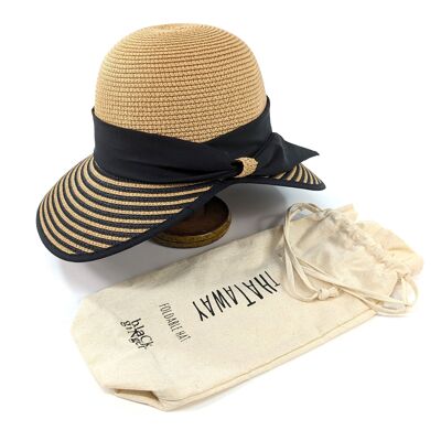 Sombrero plegable Stripey con espalda abierta - Natural oscuro