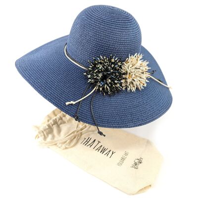 Blooming Flowers Foldable Hat - Navy Blue