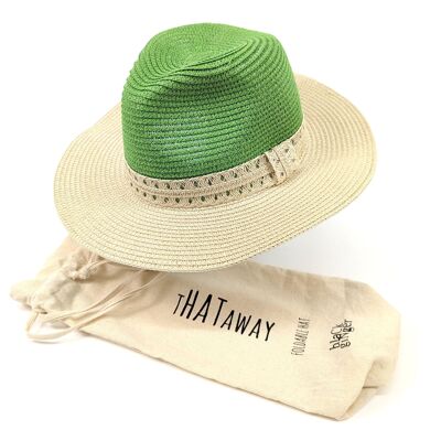Sombrero plegable Panamá vintage de dos tonos - Verde salvia