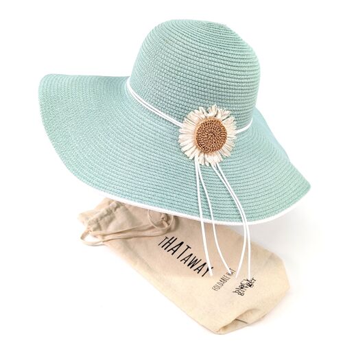 Bold Daisy Wide Brim Foldable Hat - Light Green