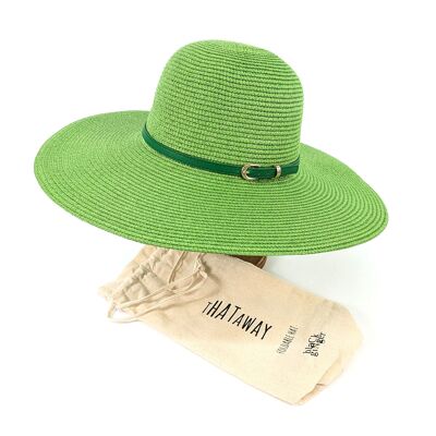 Sombrero plegable de ala ancha, brillante y atrevido - Parkeet Green