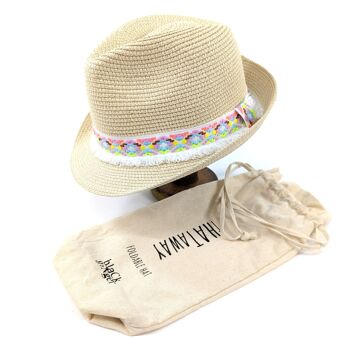 Chapeau Trilby Pliable Néon Aztèque - Blanc