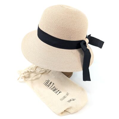 Bow Foldable Cloche Hat - Light Pink