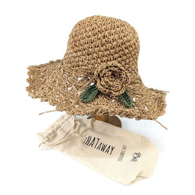 Crochet Style Foldable Hat - Natural Flower
