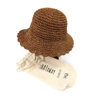 Crochet Style Foldable Hat - Chocolate Brown