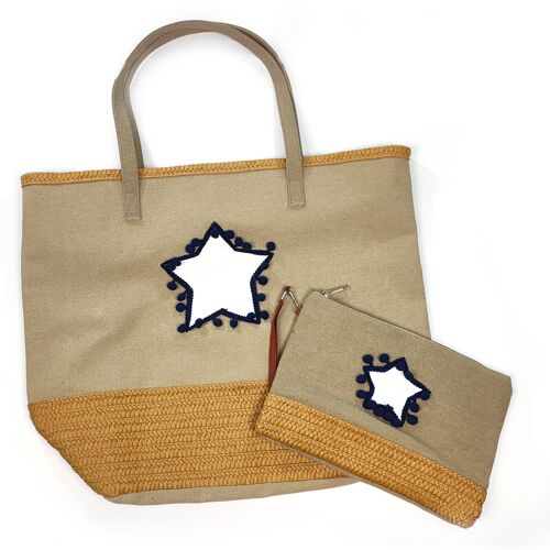 Large Star Shoulder Bag and Bag Organiser Set(53x41) - Oatmeal